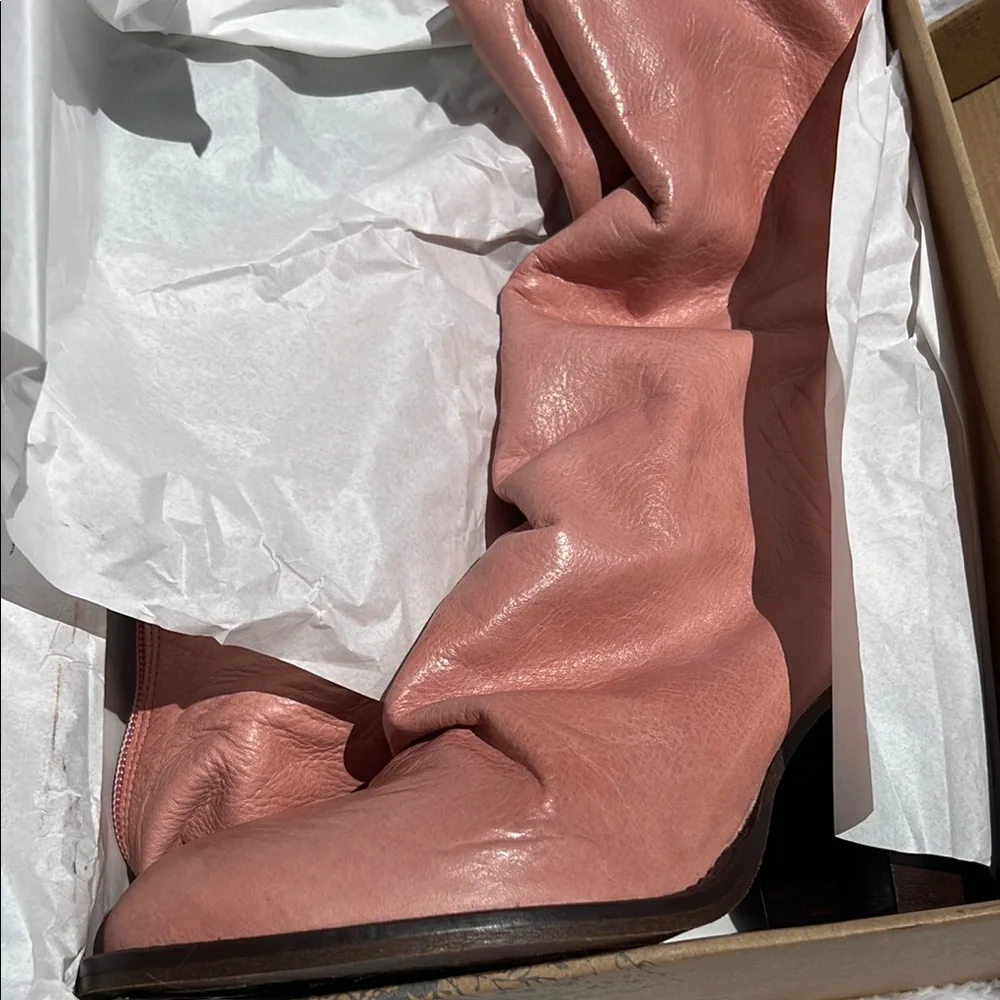 Free People Elle block heel boot sunset sand,l pink - Picture 3 of 13